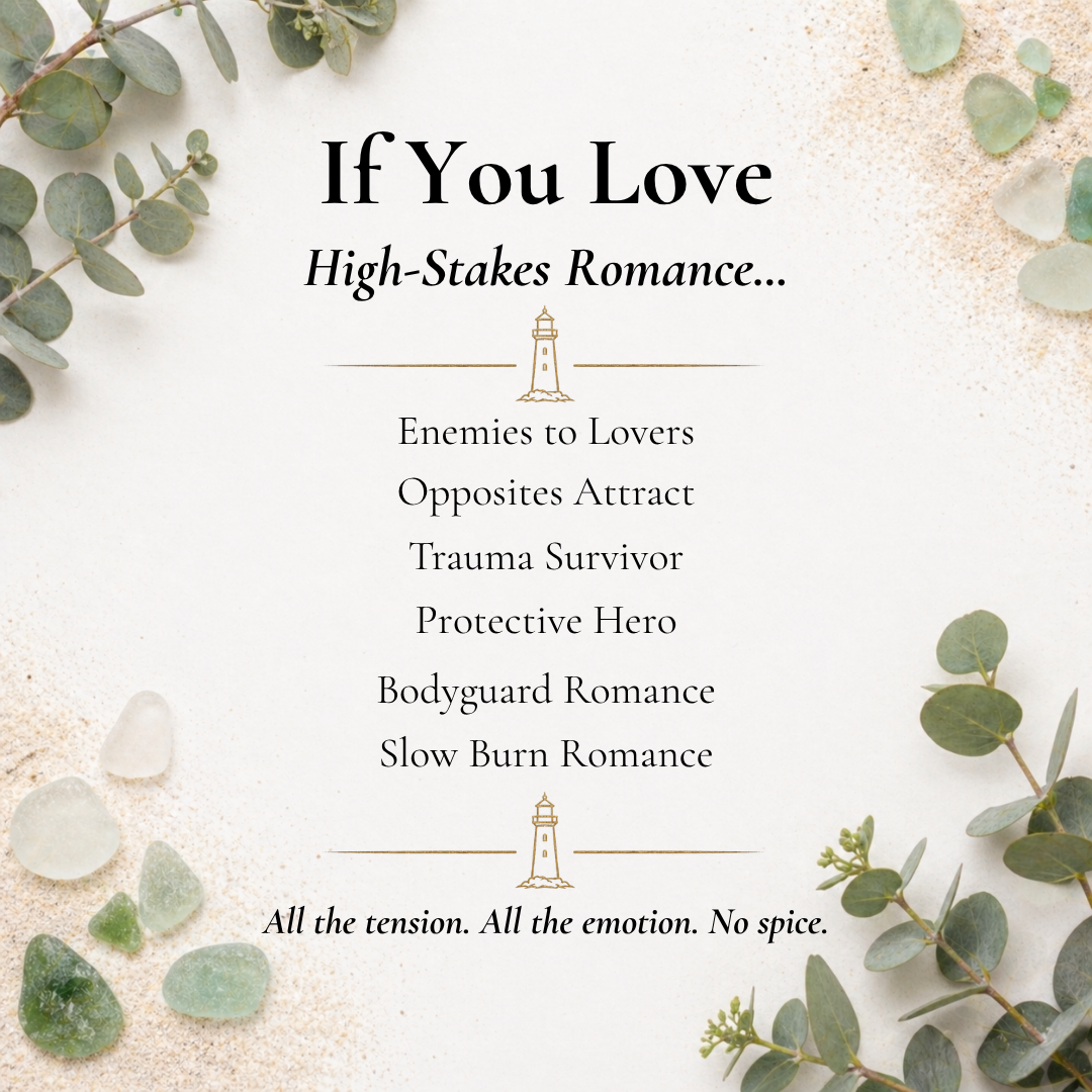 Text about high-stakes romance genres with decorative elements on a white background