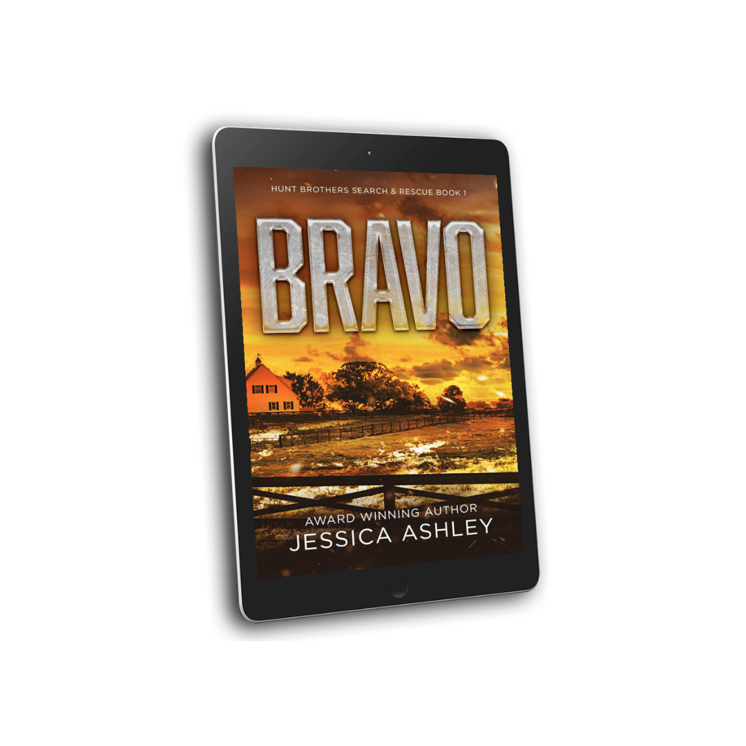 E-reader displaying the book cover of 'Bravo' by Jessica Ashley on a white background
