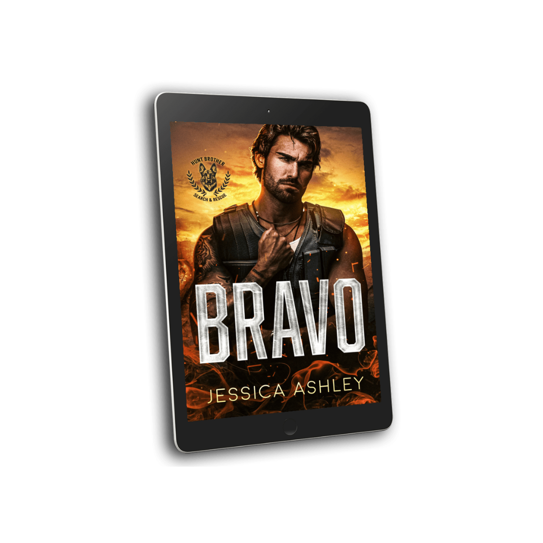 Ebook cover of 'Bravo' by Jessica Ashley on a tablet with a white background