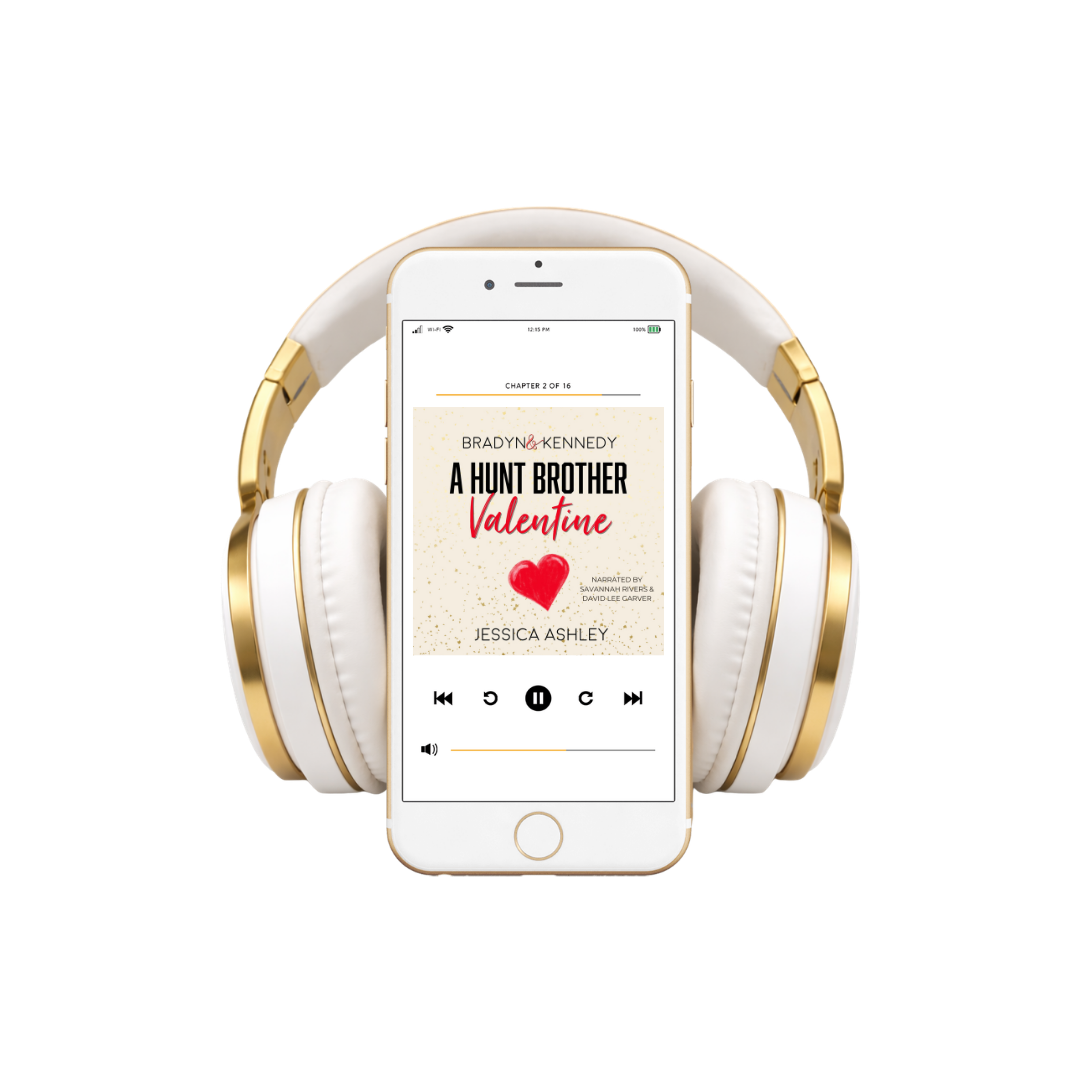 White and gold headphones with a smartphone displaying a book on a white background