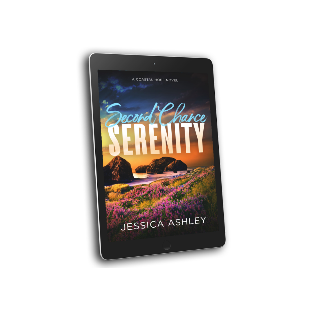 E-reader displaying the book cover of 'Second Chance Serenity' by Jessica Ashley on a white background