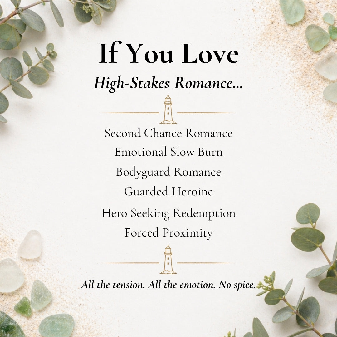 Text about high-stakes romance genres with decorative elements on a white background