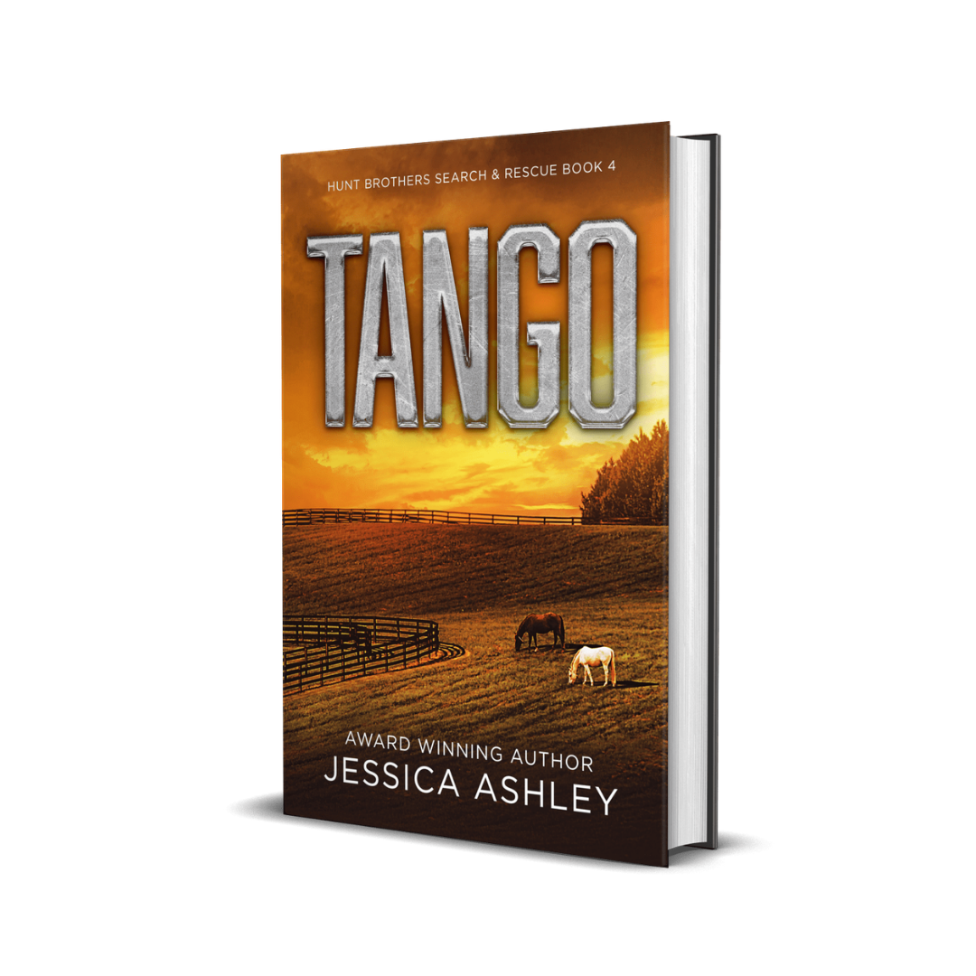 Book cover of 'Tango' by Jessica Ashley with a sunset and horses scene