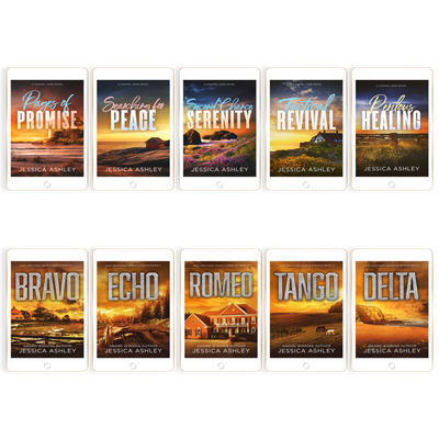 Collection of books by Jessica Ashley with various titles and covers on a white background