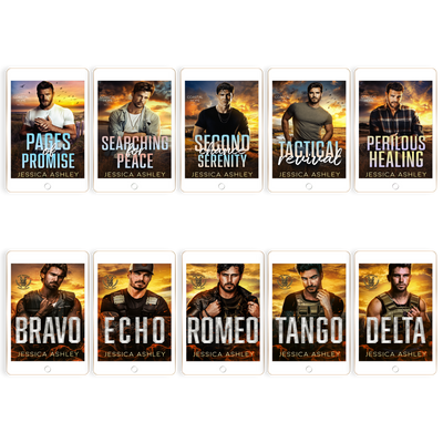 Collection of book covers by Jessica Ashley on a white background