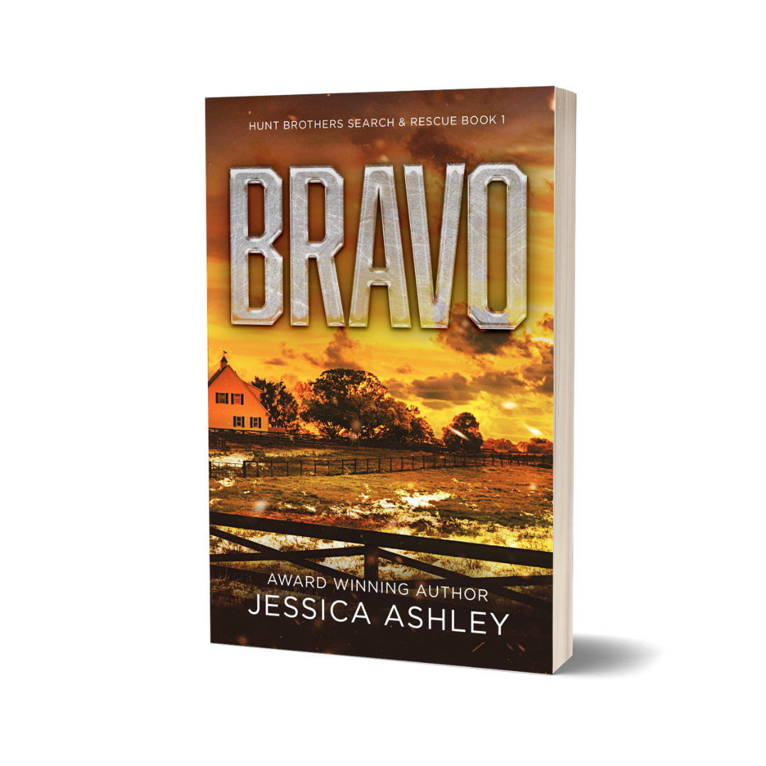 Book cover of 'Bravo' by Jessica Ashley with a sunset scene on the cover