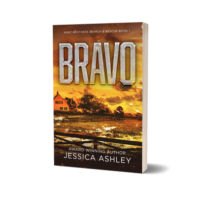 Book cover of 'Bravo' by Jessica Ashley with a sunset scene on the cover