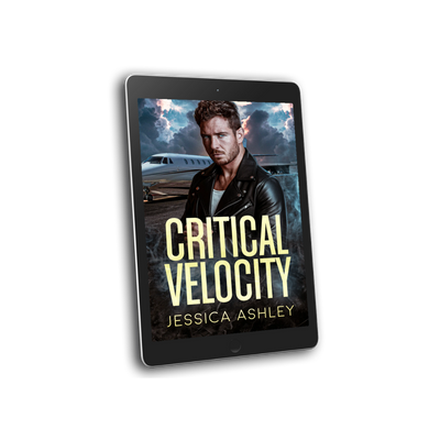 Ebook cover of 'Critical Velocity' by Jessica Ashley on a tablet screen.