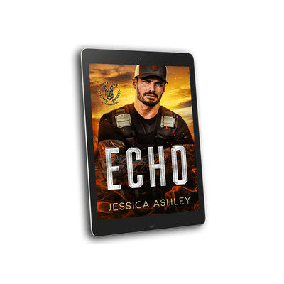 Ebook cover of 'Echo' by Jessica Ashley on a tablet screen