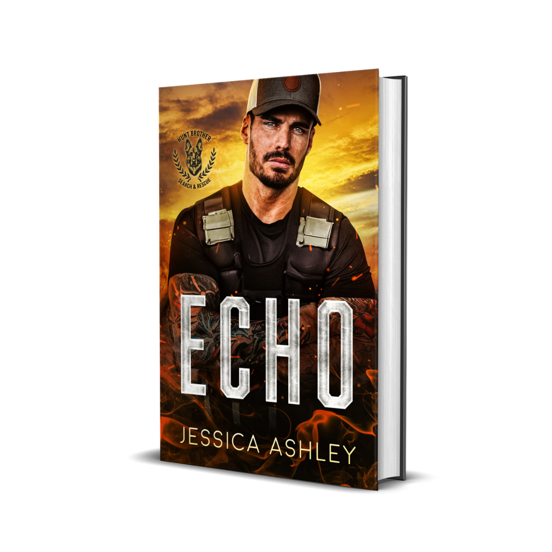 Book cover of 'Echo' by Jessica Ashley with a man in tactical gear on a white background
