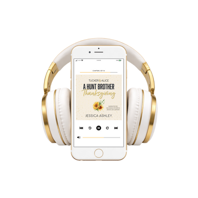 White and gold headphones with a smartphone displaying a book on a white background