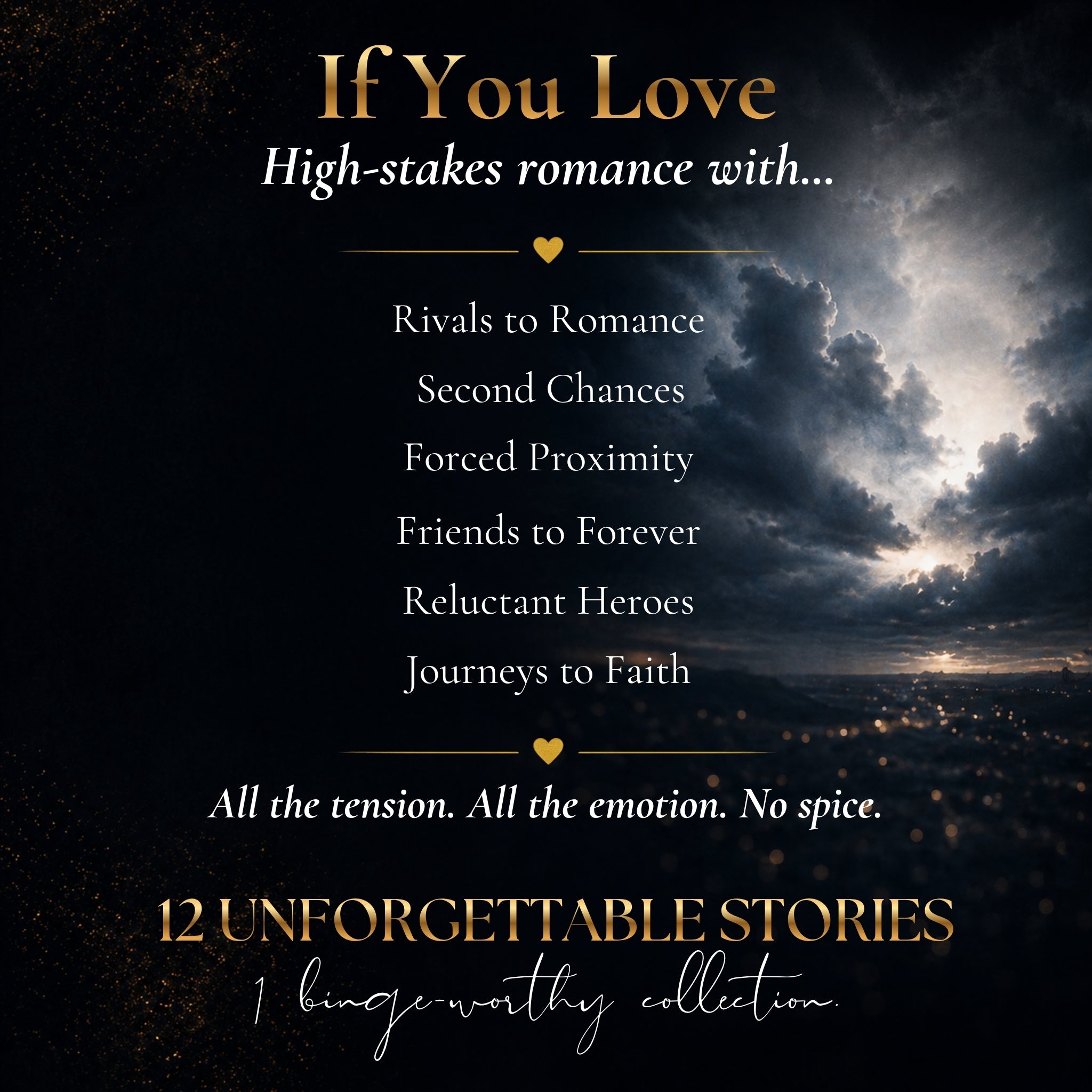 Promotional graphic for a romance book collection titled 'If You Love High-stakes romance with.
