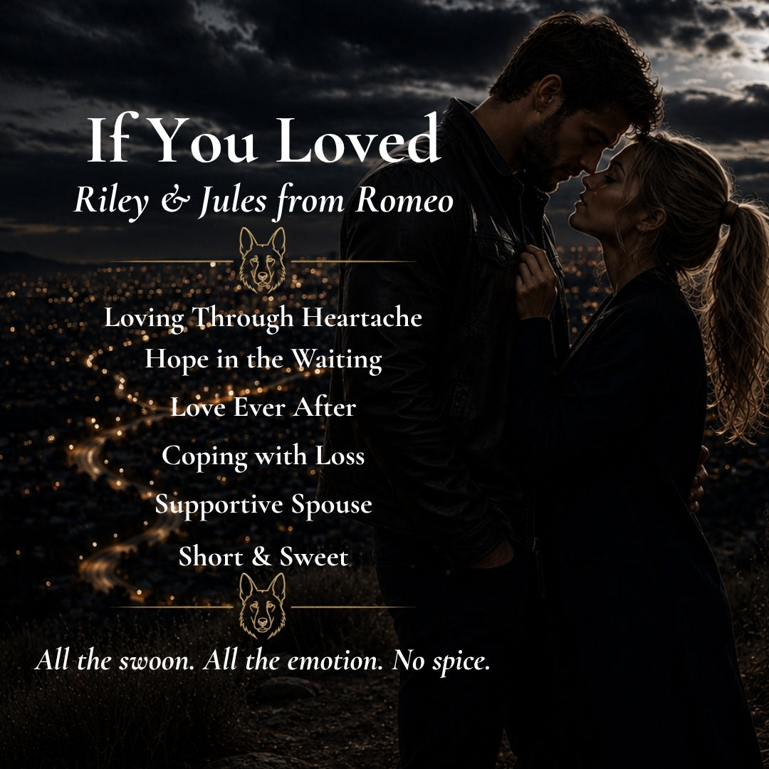  cover for 'If You Loved Riley & Jules from Romeo' featuring a dark romantic scene of a man and woman facing each other against a stormy sky