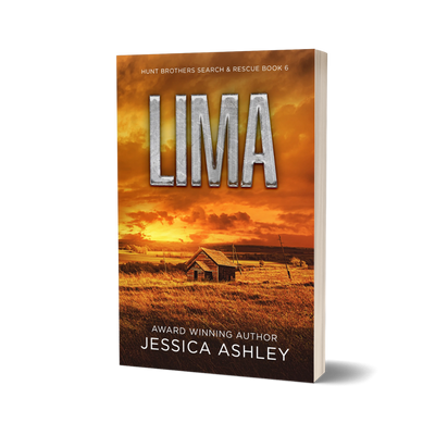 Book cover of 'Lima' by Jessica Ashley with a sunset scene and cabin.