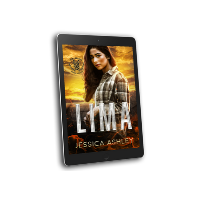 E-reader displaying the book cover of 'Lima' by Jessica Ashley on a white background
