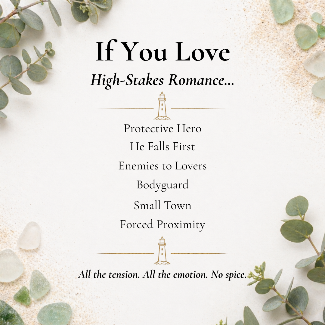 Text about high-stakes romance genres with decorative elements on a white background