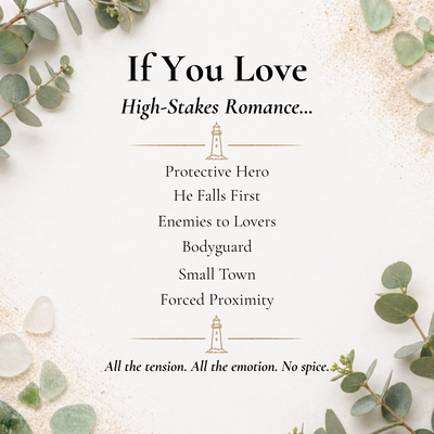 Text about high-stakes romance genres with decorative elements on a white background