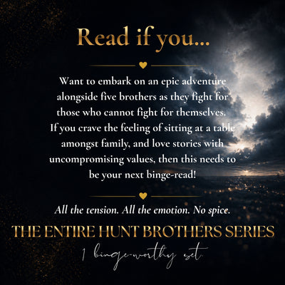Promotional graphic for a book set with dramatic dark clouds over a glowing horizon and a dark landscape below. Gold and white text reads: 'Read if you.