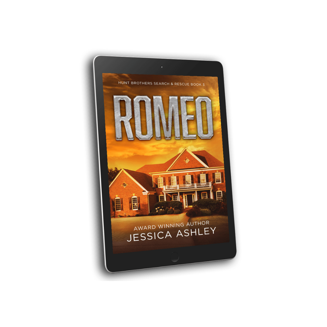 Ebook cover of 'Romeo' by Jessica Ashley on a tablet screen