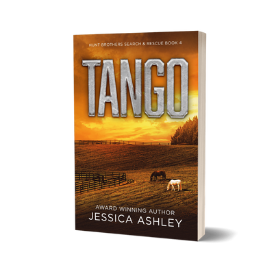 Book cover of 'Tango' by Jessica Ashley with a sunset and horses in a field.